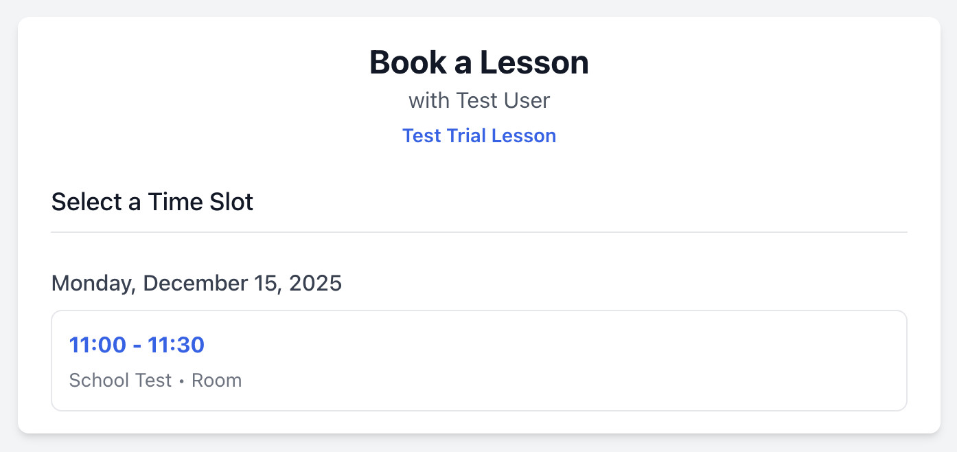 📅 Lesson Bookings